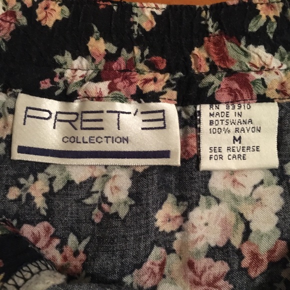 Button Through Black Floral Skirt - Picture 6 of 7